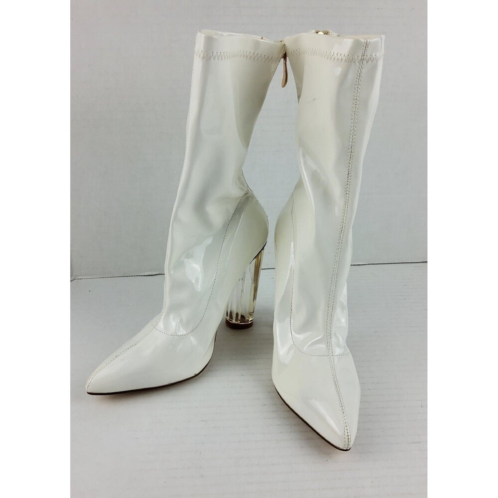 Cape Robbin Women's Shiny Clear Heeled Boots White Size 6